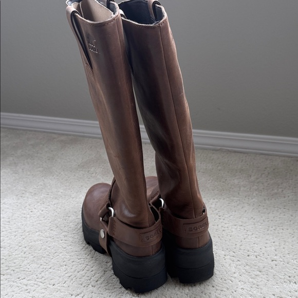 Sorel Brown Leather Mid-Calf Harness Platform Boot - Picture 8 of 9